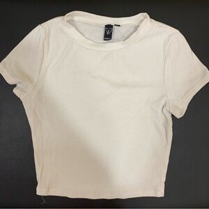 White rib knit cropped top